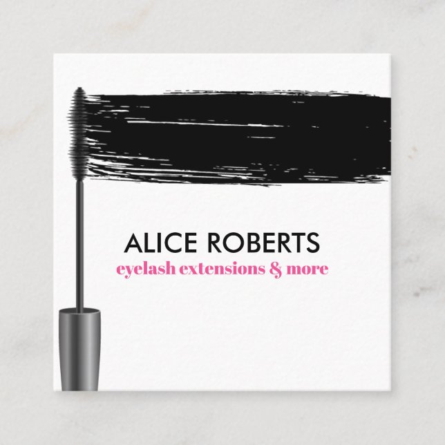 Mascara Strokes Eyelash tillägg Bil Pub Fyrkantigt Visitkort (Framsida)