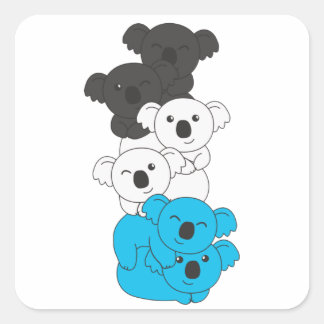 Mascic Flagga Pride Lgbtq Cute Koala Pile Square S Fyrkantigt Klistermärke