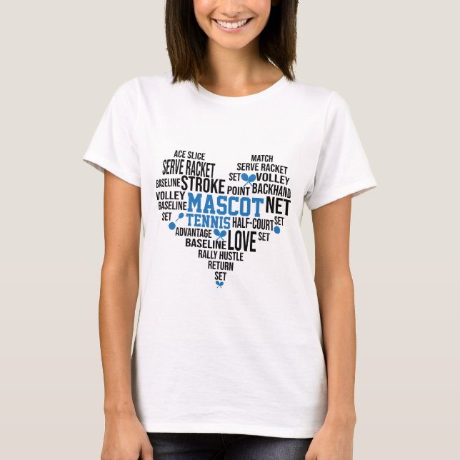 Mascot Tennis Ord Art Typography T Shirt (Framsida)