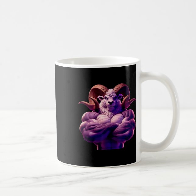 Mascular Ram Flexing Fläkt Älskare Bodybuilding Co Kaffemugg (Höger)