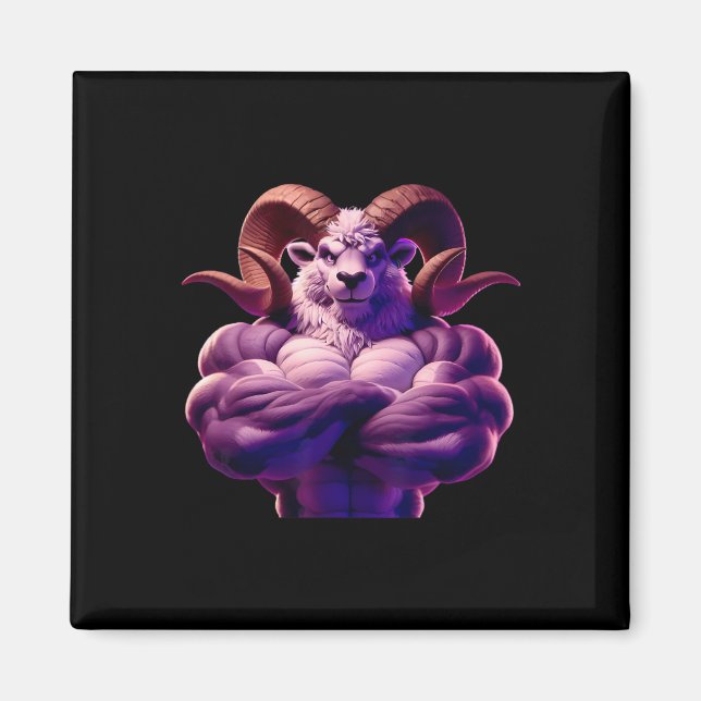 Mascular Ram Flexing Fläkt Älskare Bodybuilding Co Magnet (Framsidan)