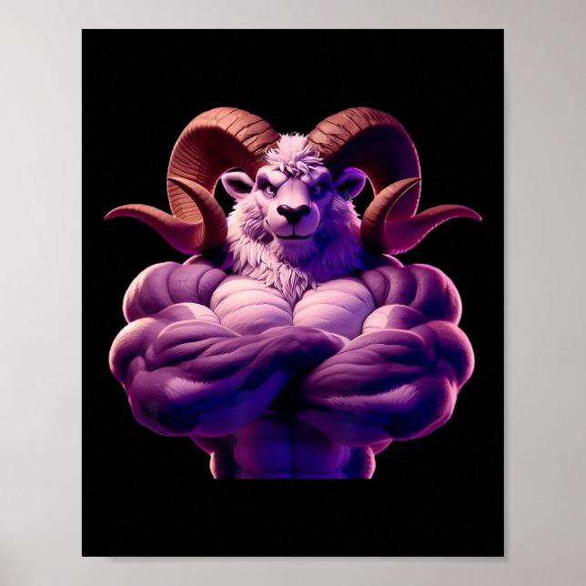 Mascular Ram Flexing Fläkt Älskare Bodybuilding Co Poster (Framsidan)
