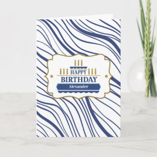 Masculine Birthday med Abstrakt Navy Blue Linjer Kort