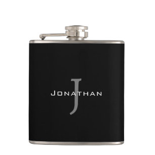 Masculine Black and White Initial + Namn Monogram Fickplunta