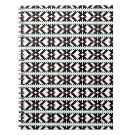 Masculine Black and white Latvian tribal folk art Anteckningsbok Med Spiral