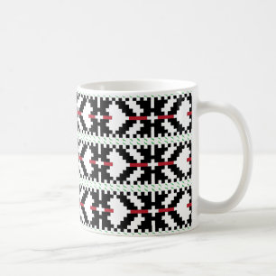 Masculine Black and white Latvian tribal folk art Kaffemugg