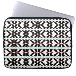 Masculine Black and white Latvian tribal folk art Laptop Fodral