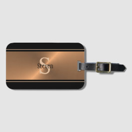 Masculine Black Bronze Monogram Personlig Manar Bagagebricka
