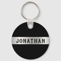 Masculine Black & Chrome Keychain
