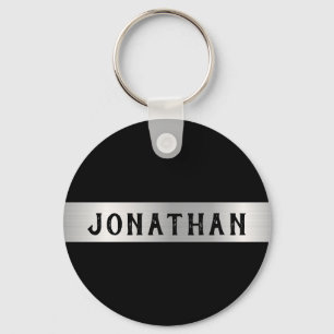 Masculine Black & Chrome Keychain Nyckelring