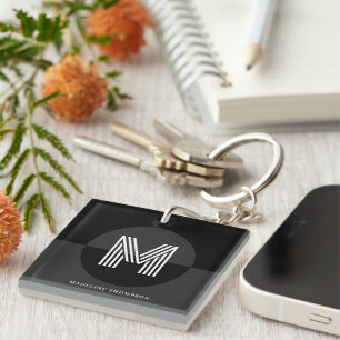 Masculine Black Grått Geometric Modern Monogram