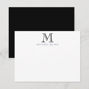 Masculine Black Initialer Namn Monogram Note Card Anteckningskort