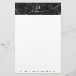 masculine Black marble monogram stationär
