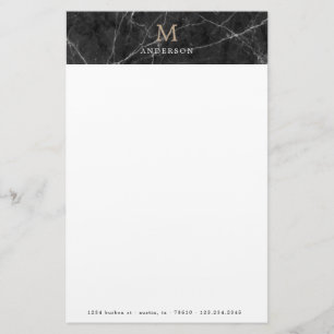 masculine Black marble monogram stationär