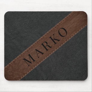Masculine Black och Brown Faux Läder Musmatta
