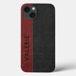 Masculine Black & Red Vintage Faux Leather