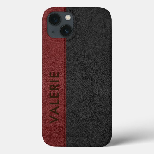 Masculine Black & Red Vintage Faux Leather (Baksida)