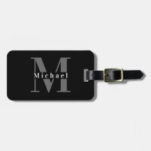 Masculine Black & White Monogram Initial