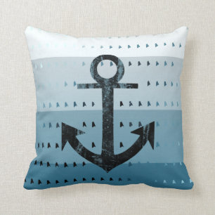 Masculine Blue Anchor Nautical Mönster Design Kudde