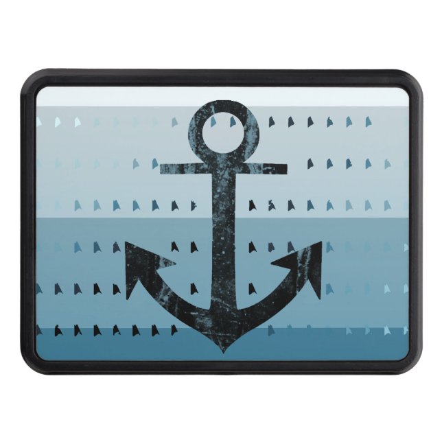 Masculine Blue Anchor Nautical Mönster Design Skydd För Dragkrok (Framsidan)