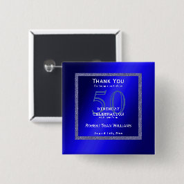 Masculine Blue & Glitter Ram 50:e födelsedagen Knapp