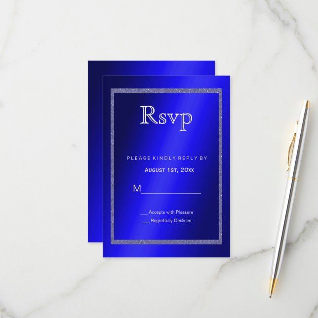 Masculine Blue & Glitter Ram 50:e födelsedagen OSA Kort (Fram/Back In Situ)