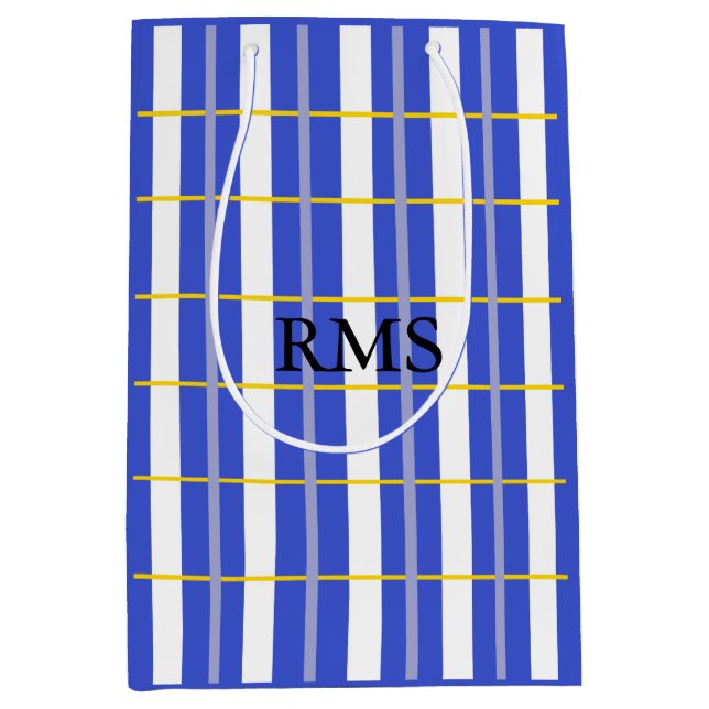 Masculine Blue, Grått, Gult Check Medium Gift Bag (Framsidan)