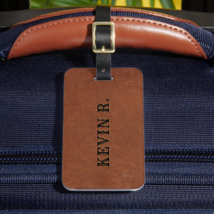 Masculine Brown Leather Struktur Bagagebricka