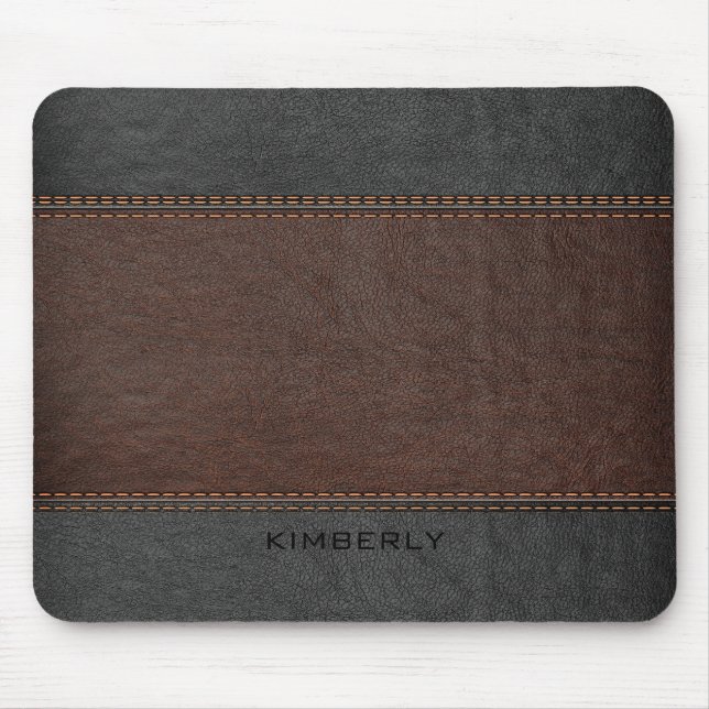 Masculine Brown och Black Leather Musmatta (Framsidan)