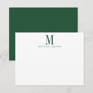 Masculine Business ProfessionalI Grönt Monogram Anteckningskort