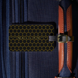 Masculine & classy honeycomb mönster Black gult Bagagebricka