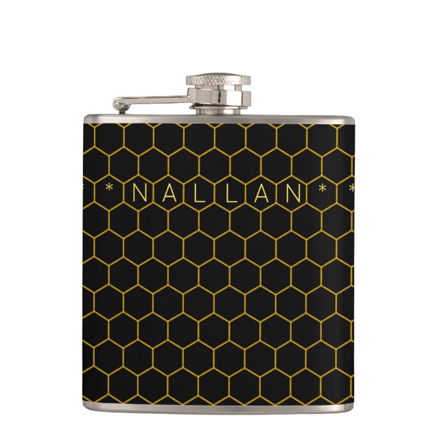 Masculine & classy honeycomb mönster Black gult Fickplunta (Framsidan)