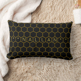 Masculine & classy honeycomb mönster Black gult Lumbarkudde