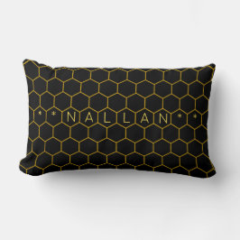 Masculine & classy honeycomb mönster Black gult Lumbarkudde