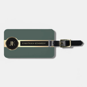 Masculine Executive Grönt & Guld Metall monogram Bagagebricka