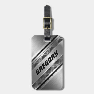 Masculine Faux Silver Rand Design Monogram 2 Bagagebricka