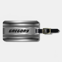 Masculine Faux Silver Rand Design Monogram Bagagebricka