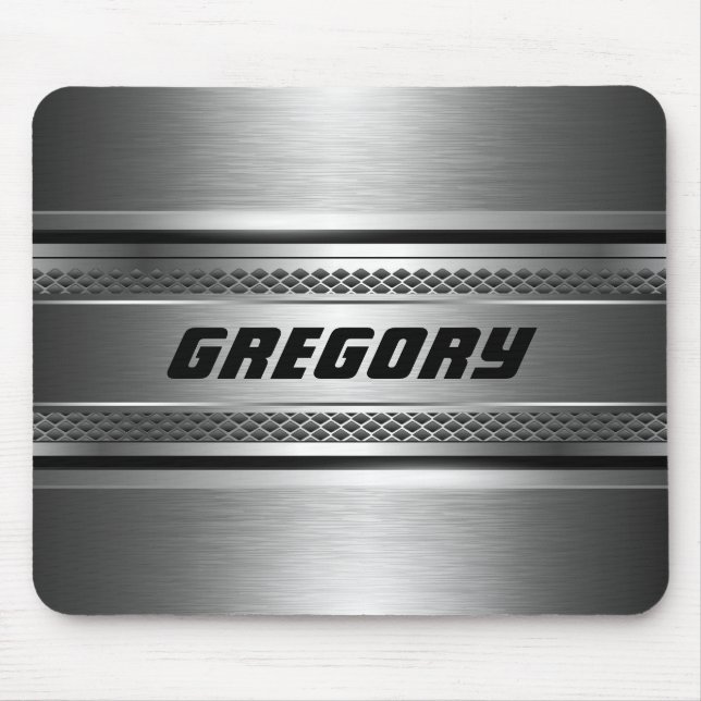 Masculine Faux Silver Rand Design Monogram Musmatta (Framsidan)