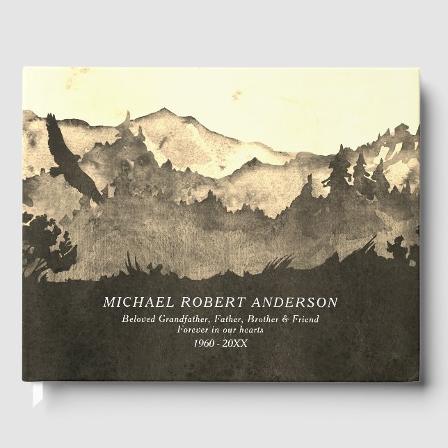 Masculine Forest Memorial Funeral Minneminne Gästböcker (Framsida)