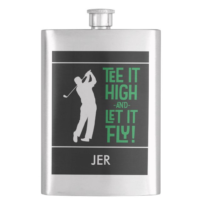 Masculine Golf Tee Quote Cute Monogram Black Grönt Fickplunta (Framsidan)