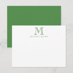 Masculine Grönt Initialer Namn Monogram Note Card Anteckningskort
