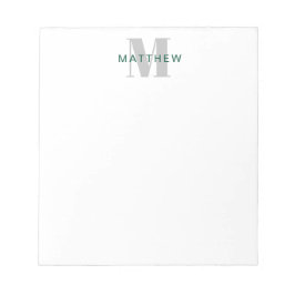 Masculine Initial/Namn Monogram Mörk grönt & Grått Anteckningsblock