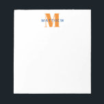 Masculine Initial/Namn Monogram Orange och Blue Anteckningsblock<br><div class="desc">Anpassa den här anteckningsblocket för dig själv eller som en gåva! Lägg till ditt namn i det enkla mallformuläret. Välj "anpassa ytterligare" om du vill ändra typsnitt eller färg.</div>
