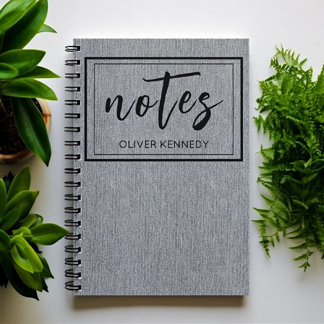 Masculine Light Grey Denim Print Classic Spiral Anteckningsbok (Skapare uppladdad)