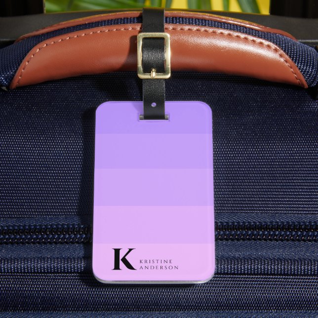 Masculine Lila Lilac Ombre Classic Monogram Bagagebricka (Framsida Insitu 2)