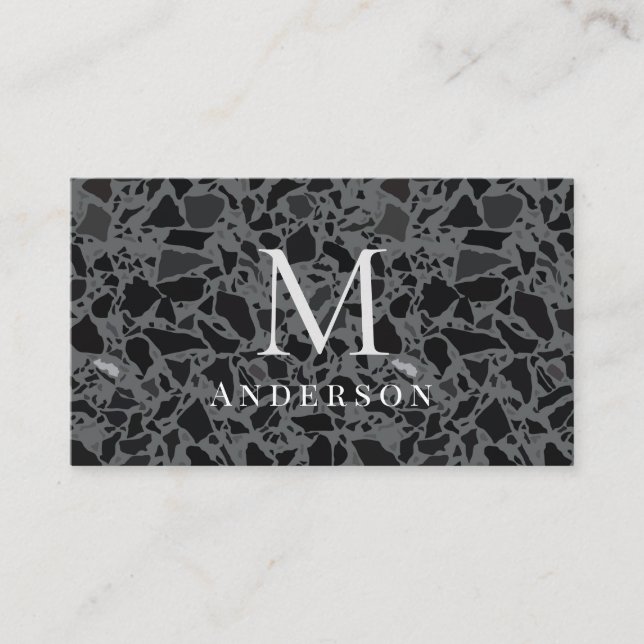 Masculine Marble Dubbla Monogram Affärskort Visitkort (Framsida)