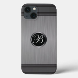 Masculine Monogram Black Steel Metallic look