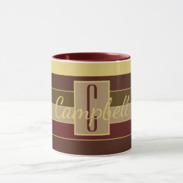 MASCULINE MONOGRAM BROWN MAROON GULT RAND MUGG