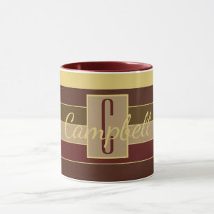 MASCULINE MONOGRAM BROWN MAROON GULT RAND MUGG