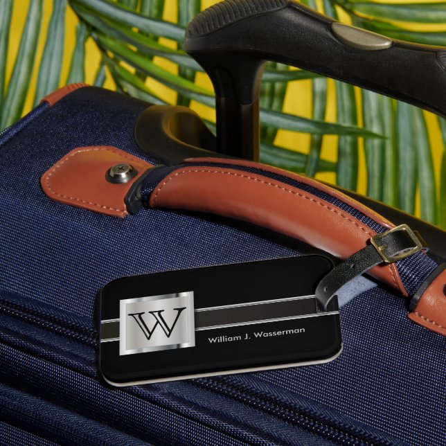 Masculine Monogram Executive Stil Bagagebricka (Framsida Insitu 3)